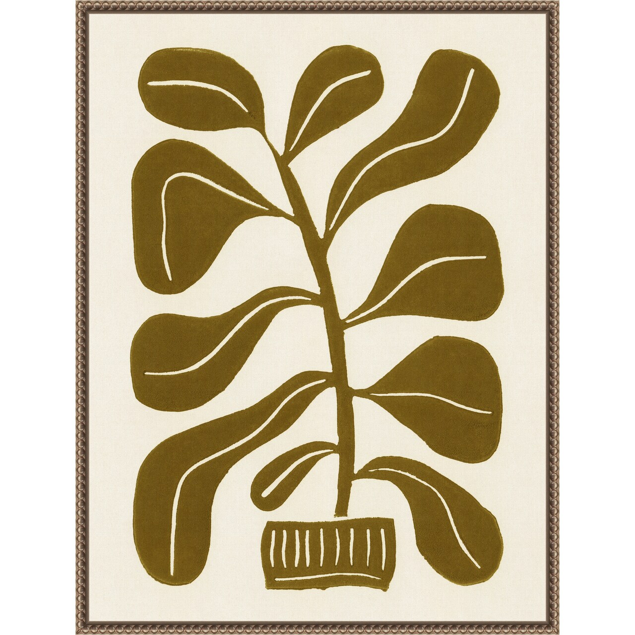 Linocut Houseplant No 2 by Alisa Galitsyna Framed Canvas Wall Art